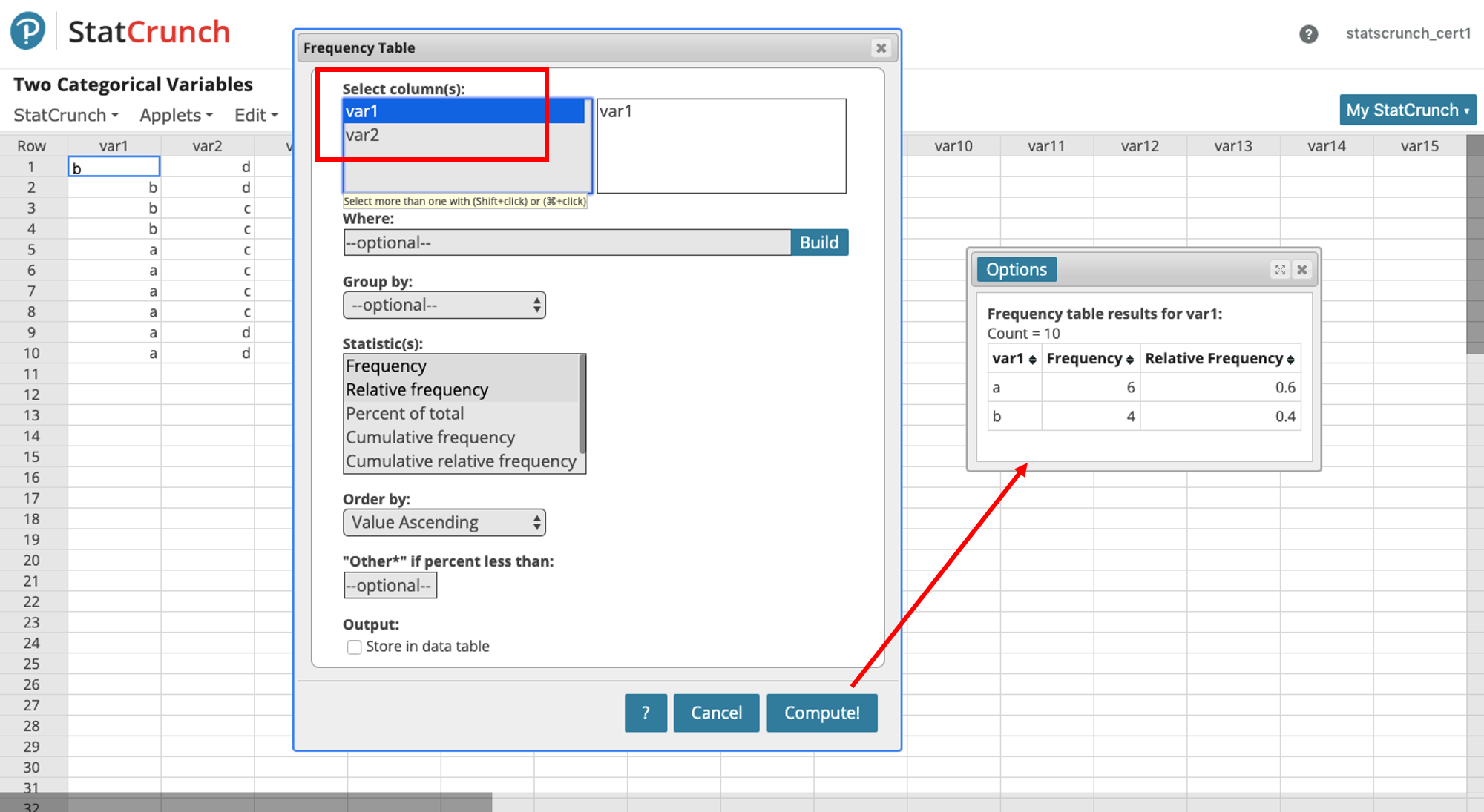 Frequency distribution outlet table calculator