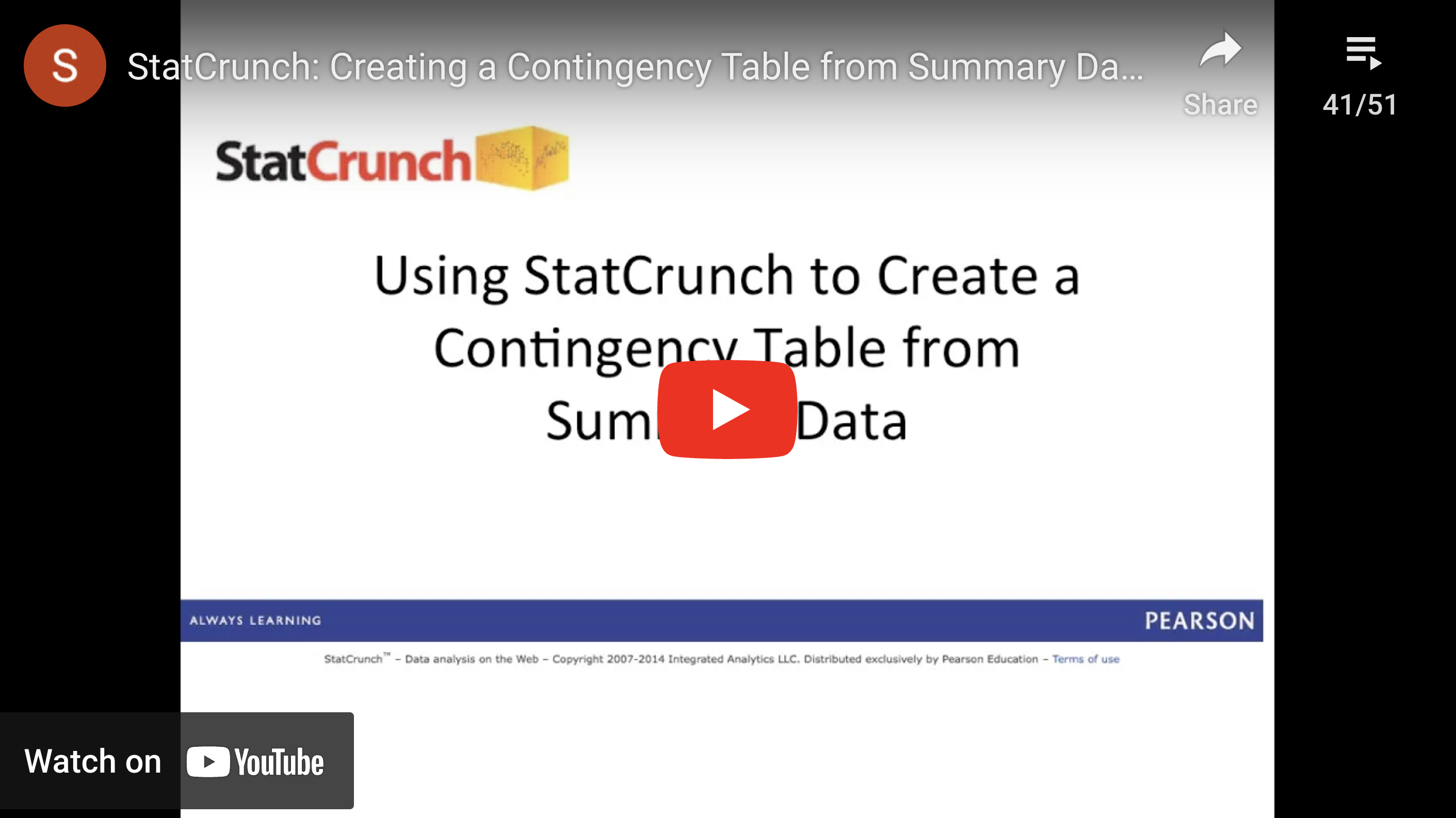 Creating a contingency table from summary data