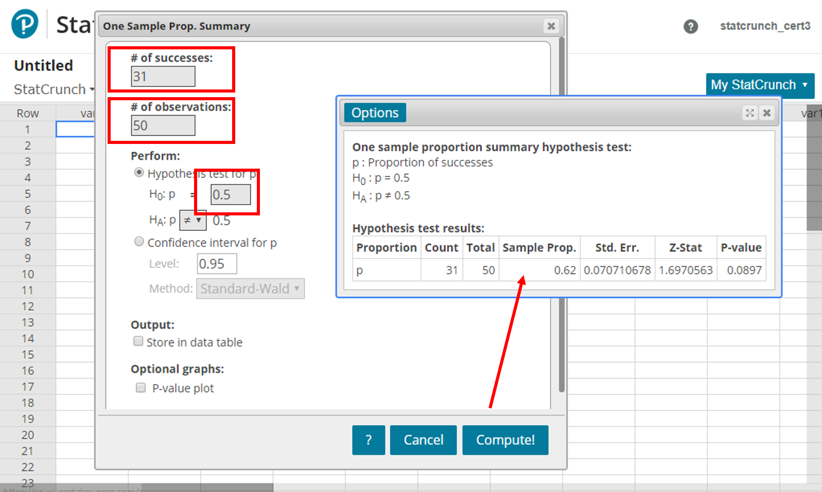 Hypothesis tests and confidence intervals for a proportion with