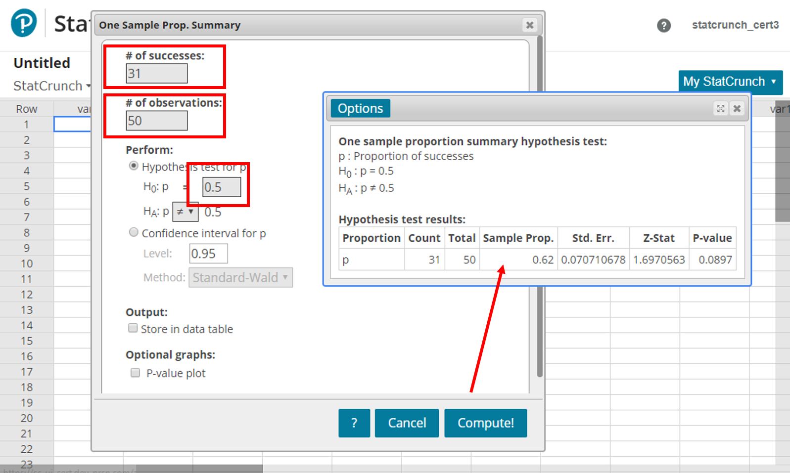 hypothesis test calculator proportion